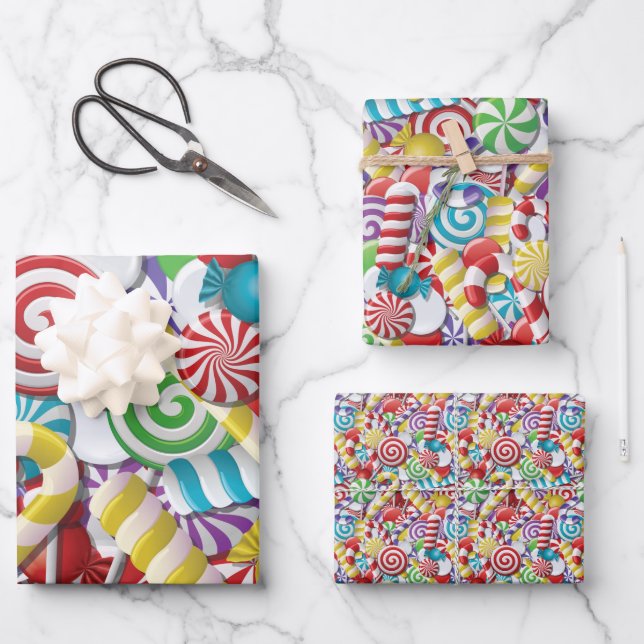 Candyland Trio Wrapping Paper Sheet (Front)