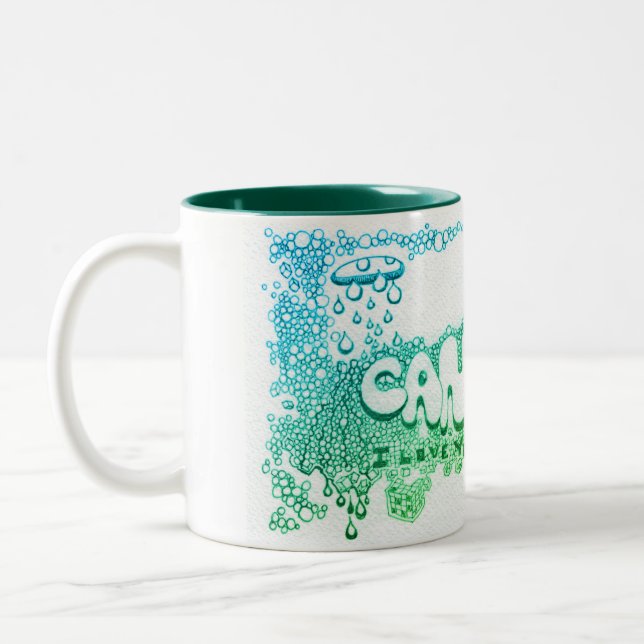 Candy's Cup intricately spelled on mug (Left)