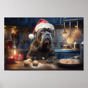 Cane Corso Baking Christmas Cookies Poster