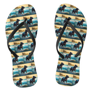Cane Corso Beach Surfing Painting Flip Flops