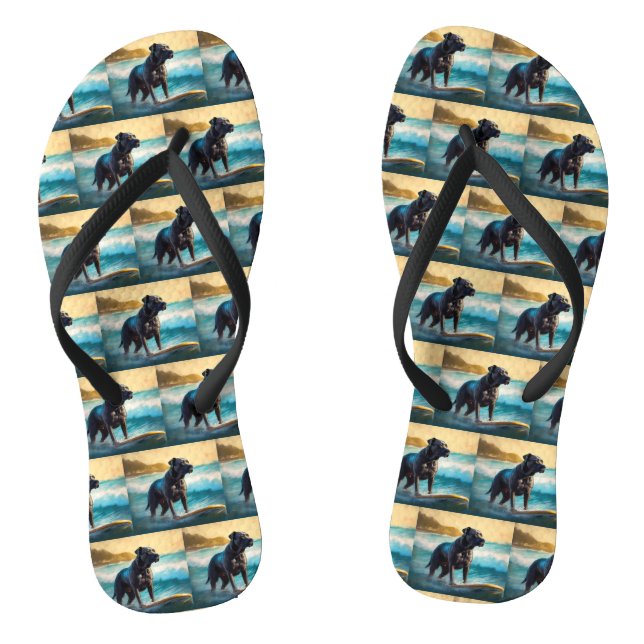 Cane Corso Beach Surfing Painting Flip Flops (Footbed)