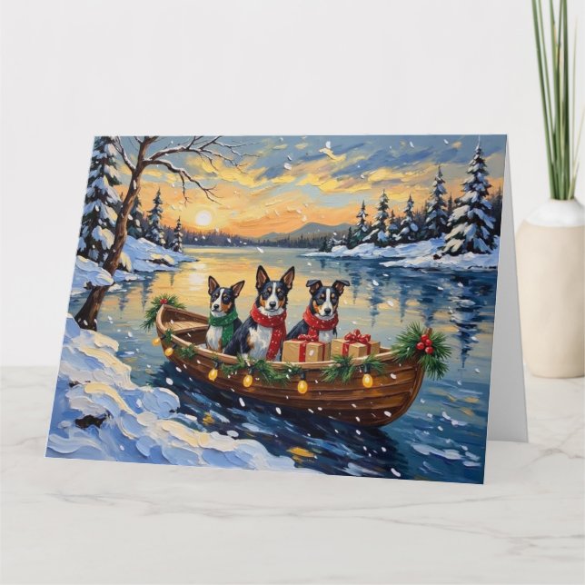 Cane Corso Christmas Boat Holiday Card (Front)