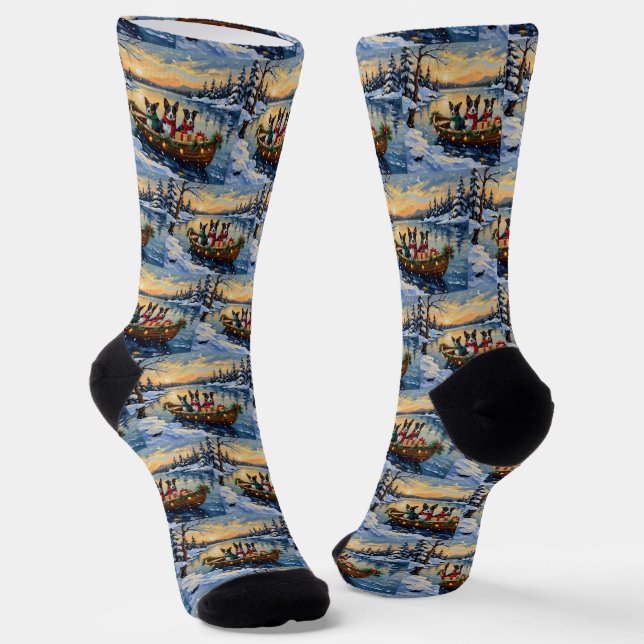 Cane Corso Christmas Boat Holiday Socks (Angled)
