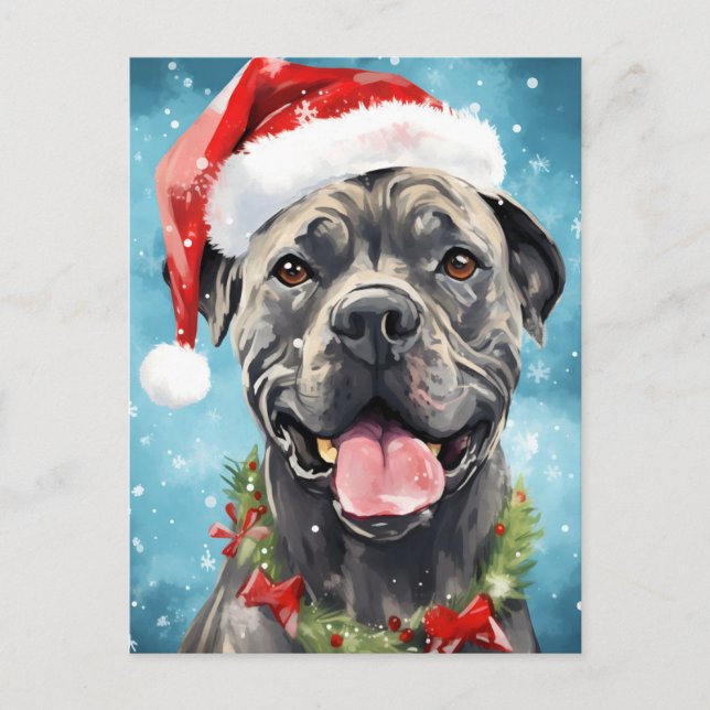 Cane Corso Christmas brush painting artwork Postcard (Front)