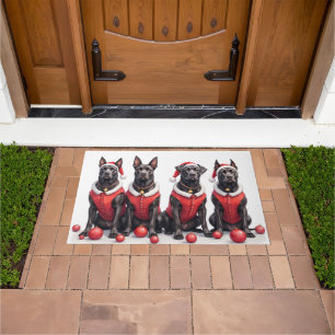 Cane Corso Christmas Dress Santa Hat Doormat