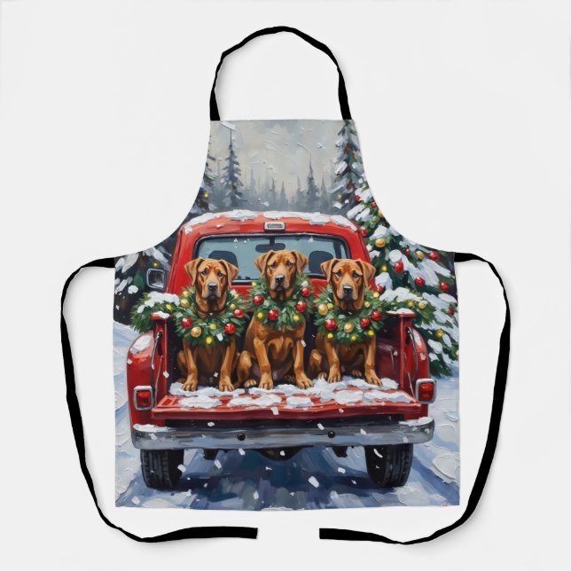 Cane Corso Christmas Red Truck Holiday Apron (Front)