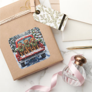 Cane Corso Christmas Red Truck Holiday Square Sticker