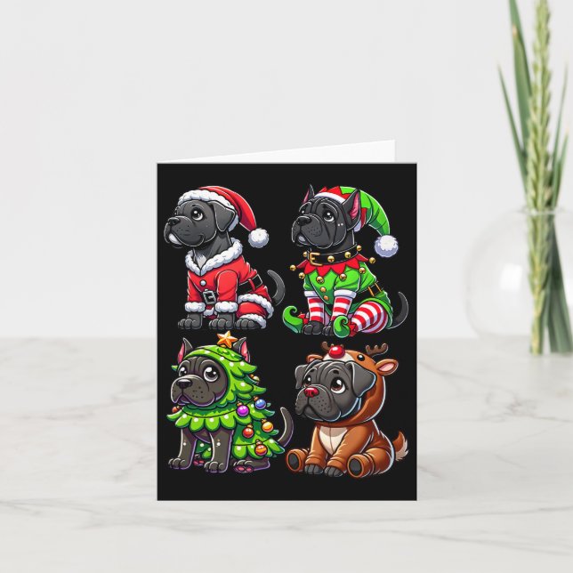 Cane Corso Christmas Tree Santa Elf Costume Dog 1  Card (Front)