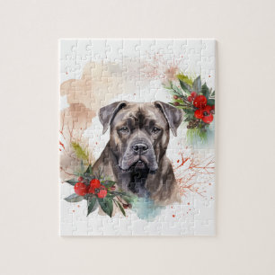 Cane Corso Christmas Wreath Festive Pup Jigsaw Puzzle