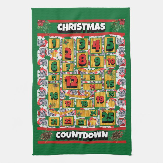 Cane Corso Countdown Christmas Advent Calendar Dog Kitchen Towel (Vertical)