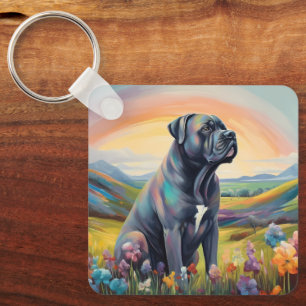 Cane Corso Custom Name Rainbow Dog Memorial Keychain