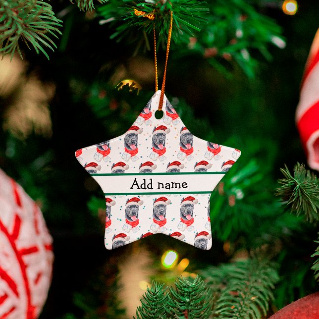 Cane Corso Dog Breed Christmas Stars Ceramic Ornament (Creator Uploaded)