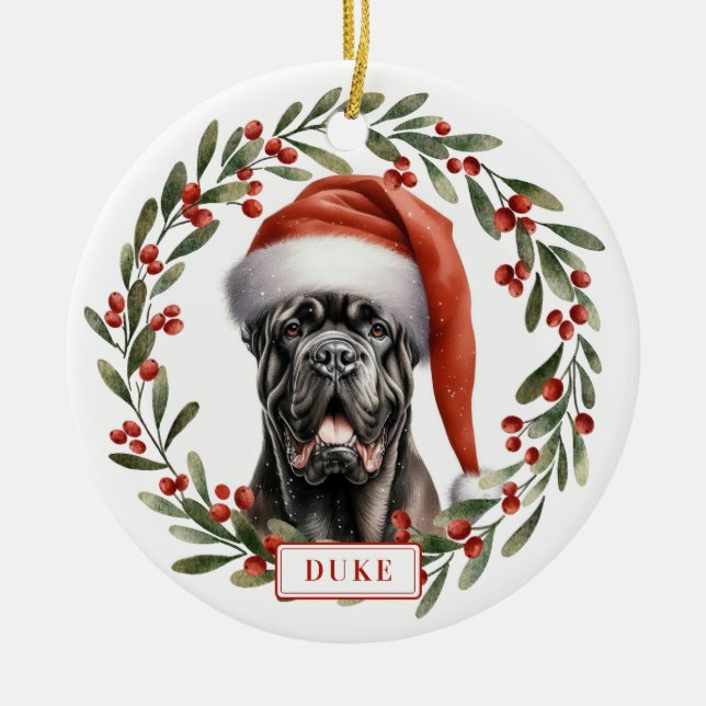 Cane Corso Dog Ceramic Circle Ornament (Front)