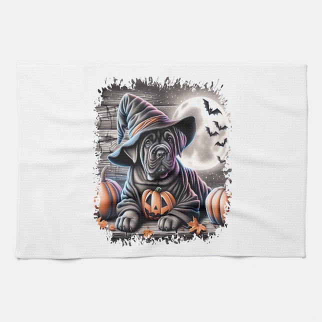 Cane Corso Dog Halloween Kitchen Towel (Horizontal)