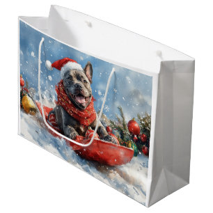 Cane Corso Dog in Sledge Let it Snow Christmas Large Gift Bag
