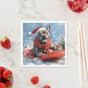 Cane Corso Dog in Sledge Let it Snow Christmas Napkin