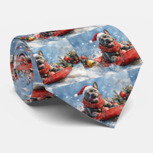 Cane Corso Dog in Sledge Let it Snow Christmas Tie