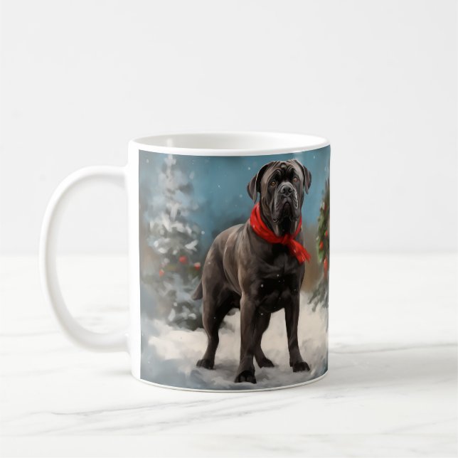 Cane Corso Dog in Snow Christmas  Coffee Mug (Left)