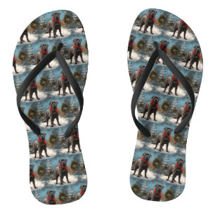 Cane Corso Dog in Snow Christmas Flip Flops