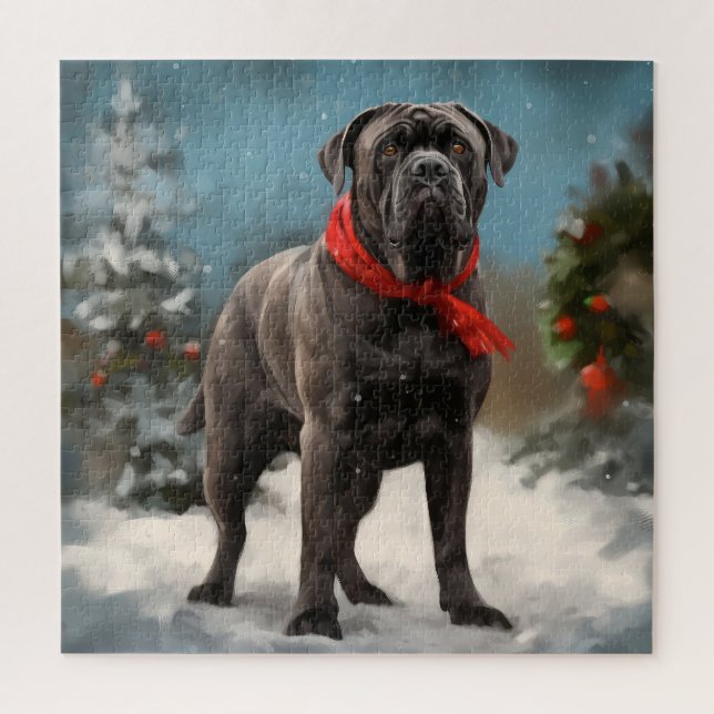 Cane Corso Dog in Snow Christmas  Jigsaw Puzzle (Vertical)
