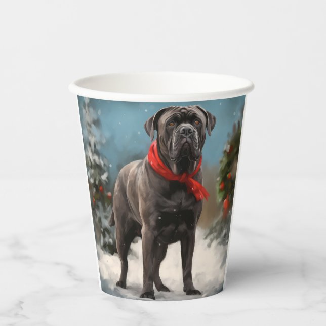 Cane Corso Dog in Snow Christmas  Paper Cups (Front)