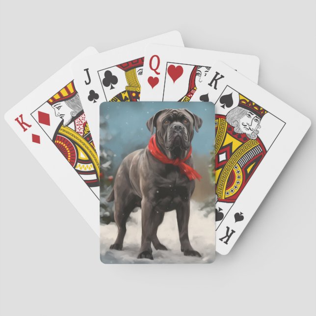 Cane Corso Dog in Snow Christmas  Playing Cards (Back)