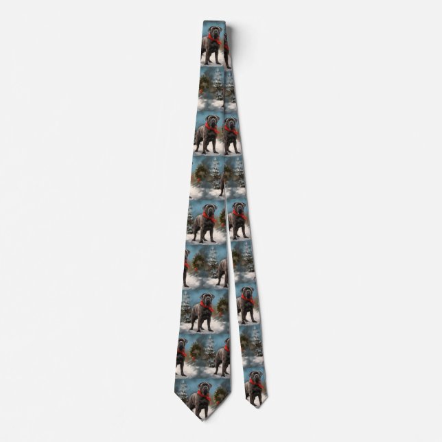 Cane Corso Dog in Snow Christmas  Tie (Front)