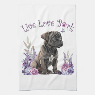 Cane Corso Dog Mom Floral Kitchen Towel