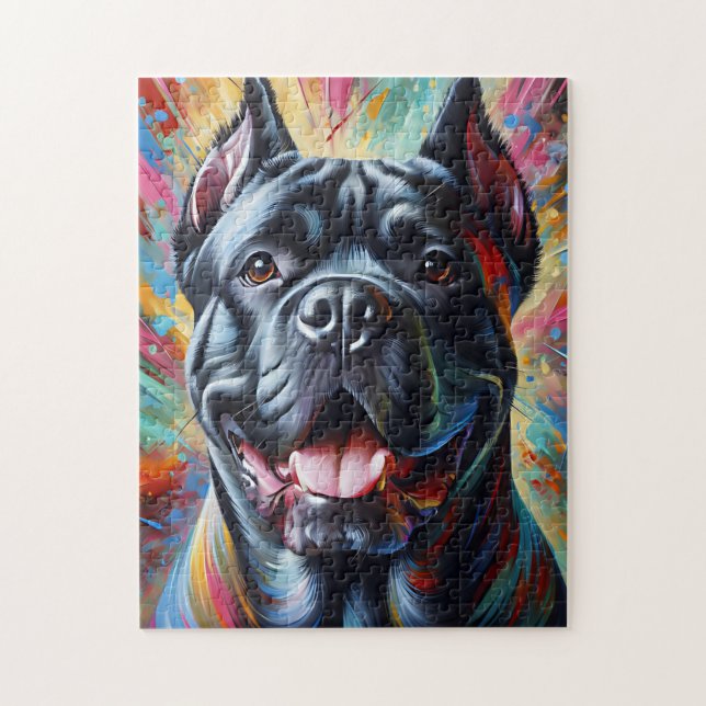 Cane Corso Dog Portrait Acrylic Art Print Dog Jigsaw Puzzle (Vertical)