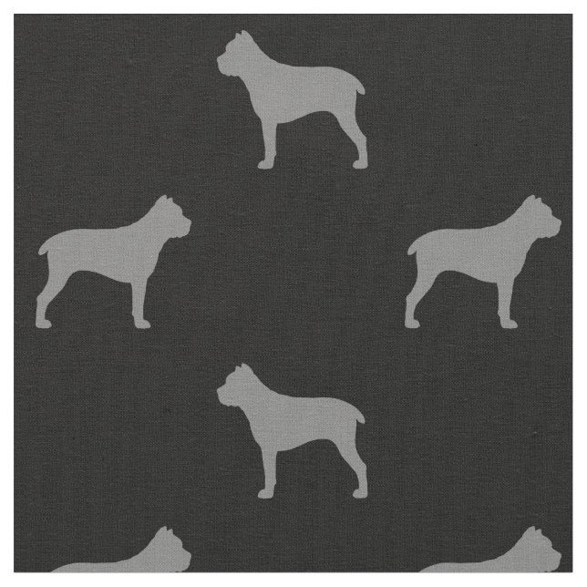 Cane Corso Dog Silhouettes Grey and Black Fabric (Close Up)