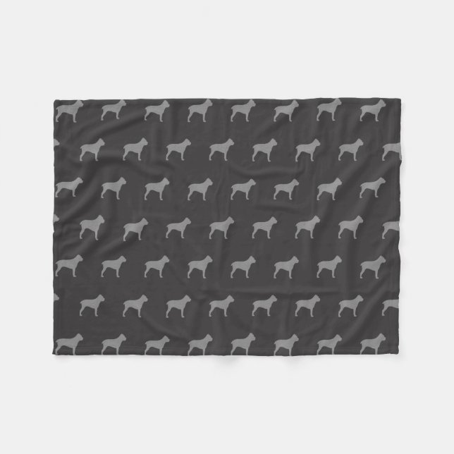 Cane Corso Dog Silhouettes Pattern Grey and Black Fleece Blanket (Front (Horizontal))