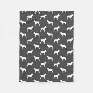 Cane Corso Dog Silhouettes Pattern Grey and White Fleece Blanket