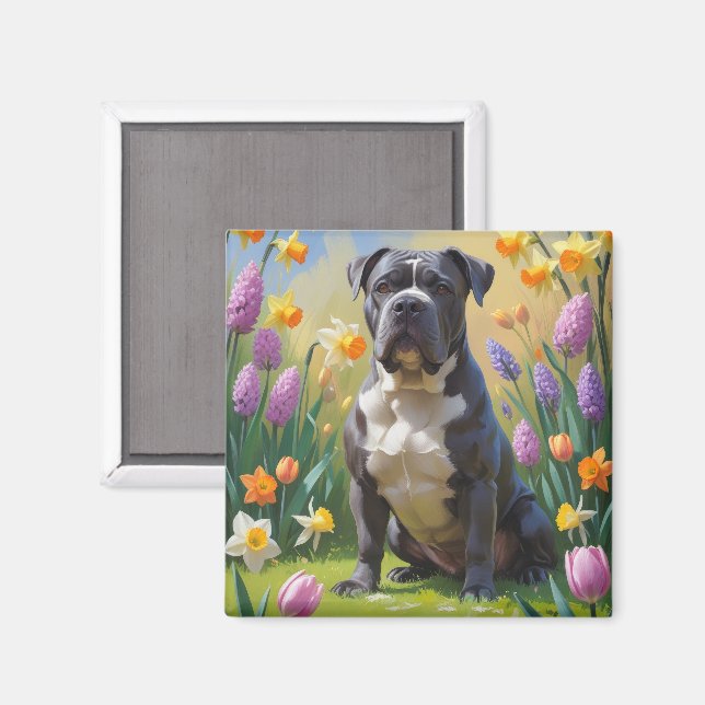 Cane Corso Dog Spring Flowers Painting Magnet (Front/Back)
