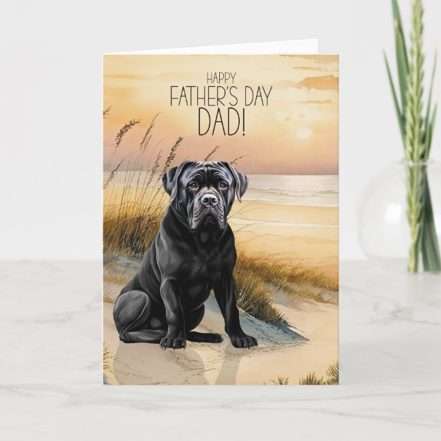 Cane Corso Dog Sunset Beach Father's Day Holiday Card (Front)