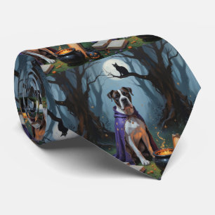Cane Corso Dog Whimsical Halloween Painting Tie