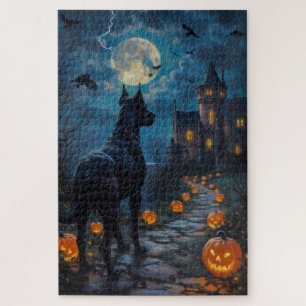Cane Corso Gothic Castle Halloween Art Jigsaw Puzzle