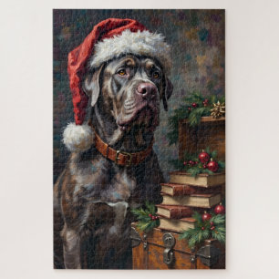 Cane Corso Guardian of the Christmas Library Hat Jigsaw Puzzle