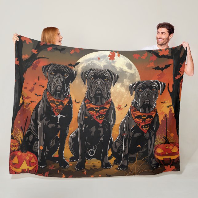 Cane Corso Halloween Spooky Fleece Blanket (In Situ)