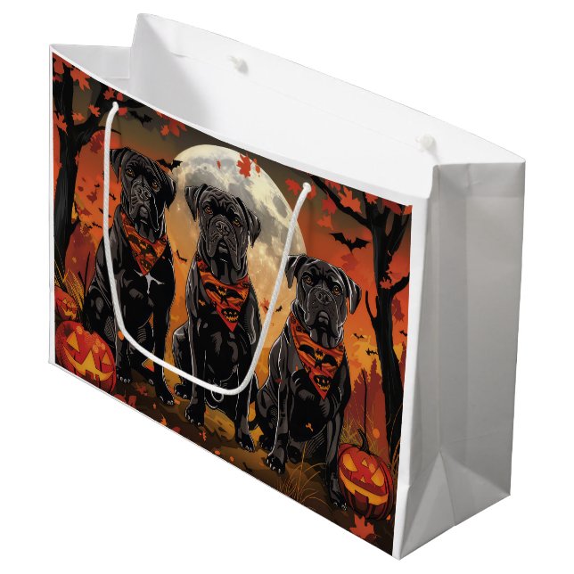 Cane Corso Halloween Spooky Large Gift Bag (Front Angled)
