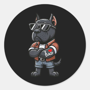 Cane Corso I Love Dad Funny Dog Tattoo Classic Round Sticker