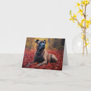 Cane Corso in Autumn Leaves Fall Inspire  Card