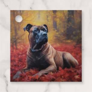 Cane Corso in Autumn Leaves Fall Inspire  Favour Tags