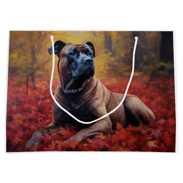 Cane Corso in Autumn Leaves Fall Inspire  Large Gift Bag (Front)