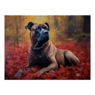 Cane Corso in Autumn Leaves Fall Inspire Poster
