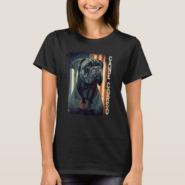 Cane Corso Italian Mastiff Dog Patriotic USA Ameri T-Shirt (Front)