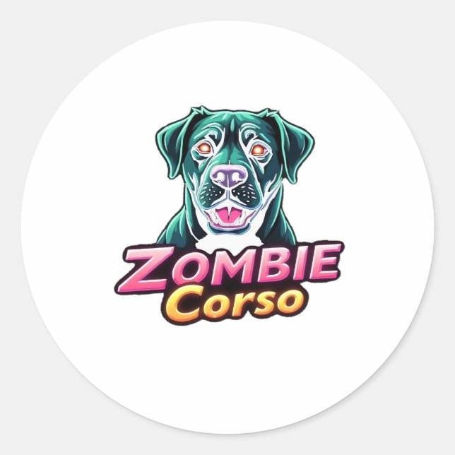 Cane Corso Italian Mastiff Zombie Dog Halloween Es Classic Round Sticker (Front)