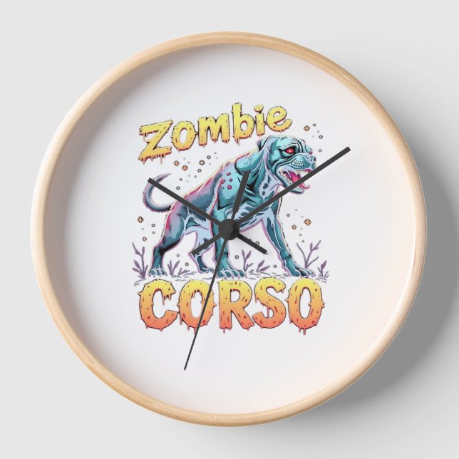 Cane Corso Italian Mastiff Zombie Dog Halloween Es Clock (Front)