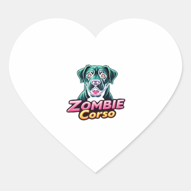 Cane Corso Italian Mastiff Zombie Dog Halloween Es Heart Sticker (Front)
