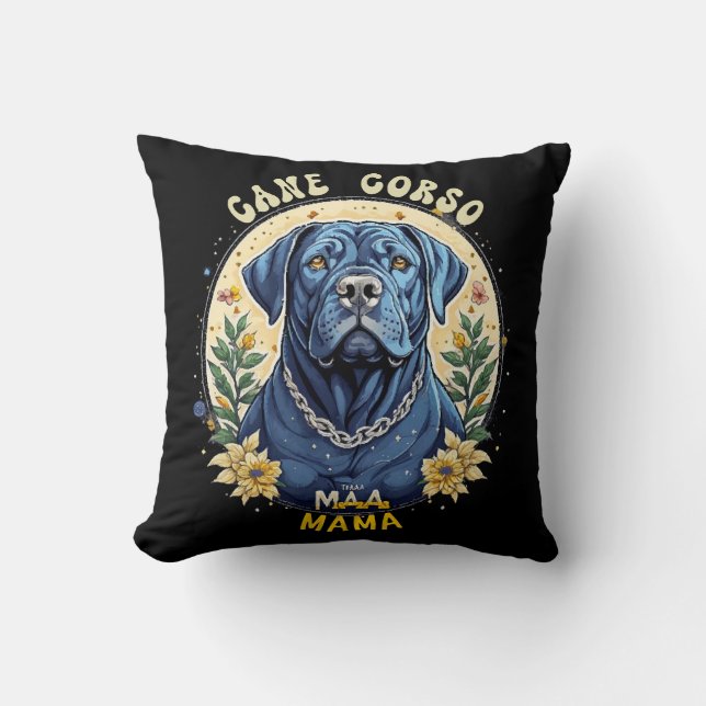 Cane Corso Mama Throw Pillow (Front)