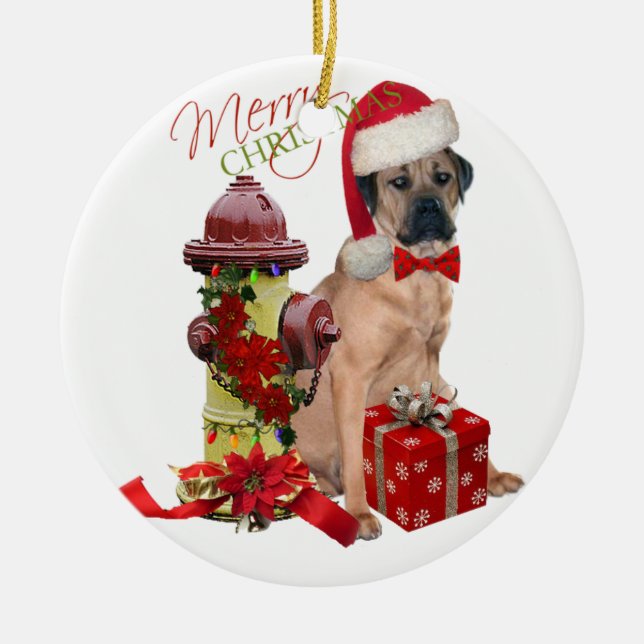 Cane Corso Merry Christmas Ceramic Ornament (Front)